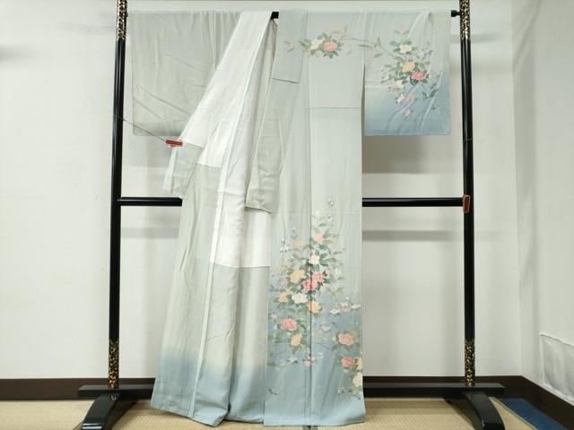 平和屋着物●訪問着　友禅　作家物　枝花文　暈し染め　正絹　逸品　CABC7076yc