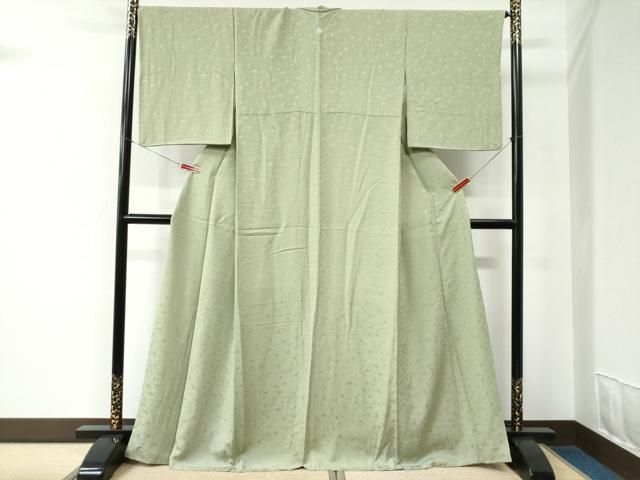 平和屋着物●上質な色無地　草花地紋　柳茶色　正絹　逸品　CABC7079yc