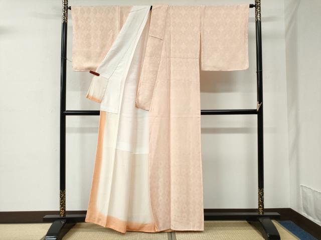 平和屋着物●上質な色無地　吉祥花地紋　一斤染色　正絹　逸品　未使用　CABC7080yc