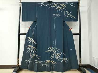 平和屋着物●日本工芸会正会員　東京友禅　塩沢照彦　訪問着　笹竹文　正絹　逸品　CABC7082yc