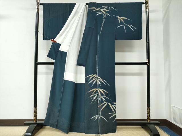 平和屋着物●日本工芸会正会員　東京友禅　塩沢照彦　訪問着　笹竹文　正絹　逸品　CABC7082yc