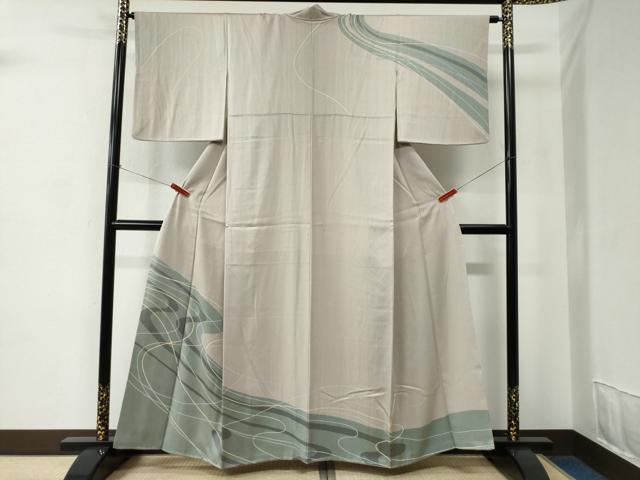 平和屋着物●訪問着　よろけ縞　正絹　逸品　CABC7083yc