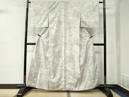 平和屋着物●本場大島紬　白大島　9マルキ　地紙短冊吉祥草花文　正絹　逸品　CABC7yc084