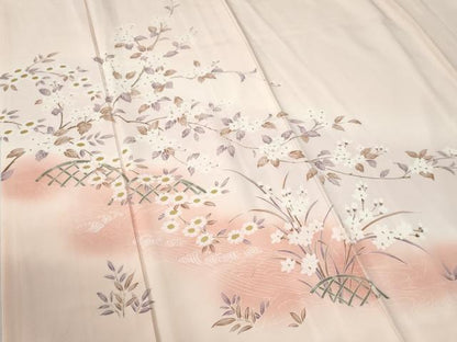 平和屋着物●訪問着　籬枝花文　暈し染め　正絹　逸品　CABC7085yc