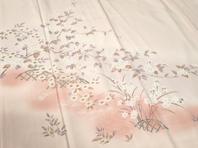 平和屋着物●訪問着　籬枝花文　暈し染め　正絹　逸品　CABC7085yc