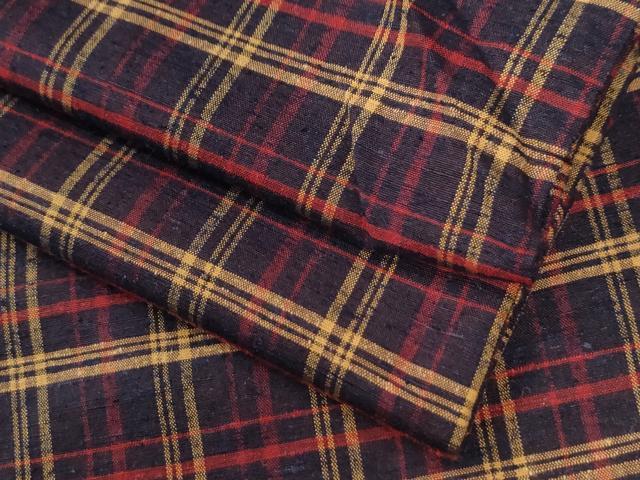 平和屋着物●上質な紬　格子柄　正絹　逸品　CABC7086yc