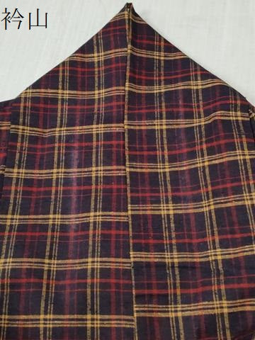 平和屋着物●上質な紬　格子柄　正絹　逸品　CABC7086yc