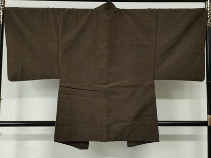 平和屋着物●男性　紬　アンサンブル　色無地　憲法色　正絹　逸品　CABC7087yc