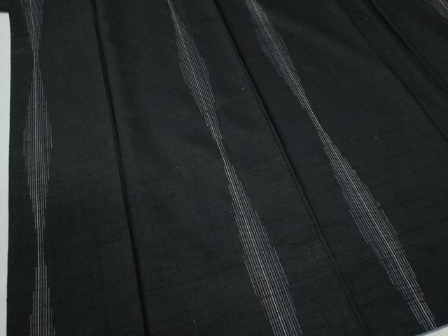 平和屋着物▼上質な紬　霞文　黒地　正絹　逸品　CABC7088yc