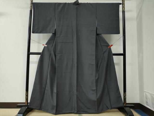 平和屋着物●結城紬　色無地　丼鼠色　正絹　逸品　CABC7089yc
