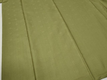 平和屋着物●上質な色無地　紗綾形梅鉢地紋　青丹色　正絹　逸品　CABC7091yc