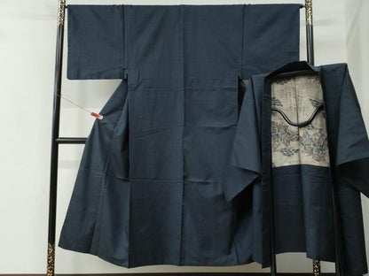 平和屋着物●男性　本場大島紬　アンサンブル　格子　正絹　逸品　CABC7094yc