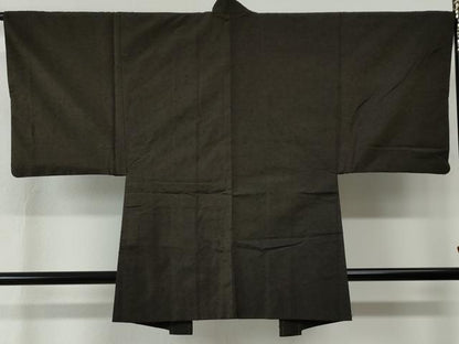 平和屋着物●男性　紬　髭紬羽織セット　色無地　赤墨色　正絹　逸品　未使用　CABC7097yc