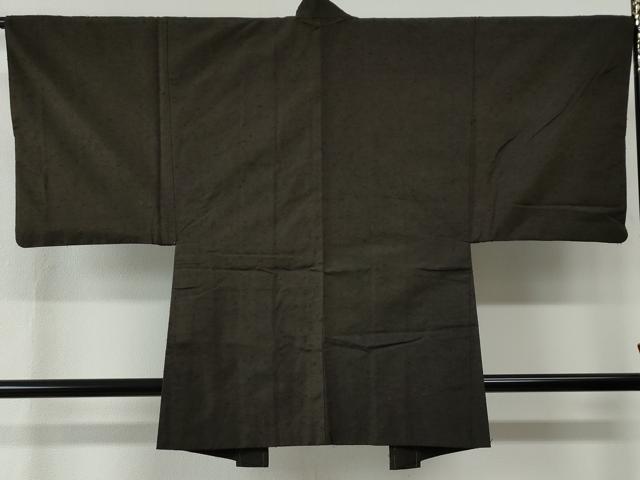 平和屋着物●男性　紬　髭紬羽織セット　色無地　赤墨色　正絹　逸品　未使用　CABC7097yc