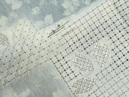 平和屋着物●中国三大刺繍　スワトウ刺繍　総刺繍　訪問着　市松舞桜文　暈し染め　金糸　さが美扱い　正絹　逸品　CABC7098yc