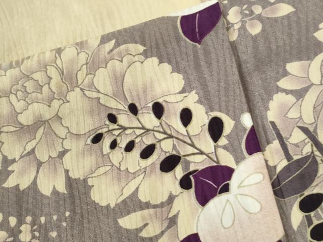 平和屋着物●H・L（アッシュエル）　HENRI-LUC CHAPUIS　小紋　枝橘菊牡丹花文　洗える着物　CABC7101yc