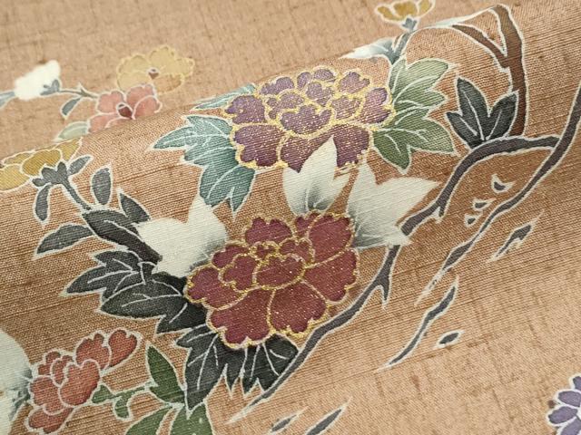 平和屋着物●訪問着　紬地　枝花文　金彩　正絹　逸品　CABC7105yc