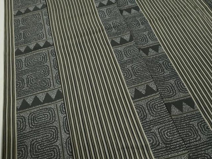 平和屋着物●上質な小紋　作家物　間道　抽象文　ロング丈　正絹　逸品　CABC7109yc