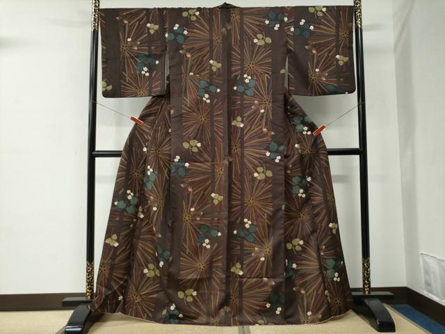 平和屋着物●H・L（アッシュエル）　HENRI-LUC CHAPUIS　小紋　舞花文　金彩　洗える着物　CABC7110yc