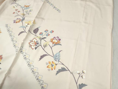 平和屋着物●訪問着　駒刺繍　更紗枝花文　暈し染め　金彩　仮絵羽　正絹　逸品　未使用　CABC7112yc