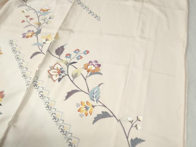 平和屋着物●訪問着　駒刺繍　更紗枝花文　暈し染め　金彩　仮絵羽　正絹　逸品　未使用　CABC7112yc