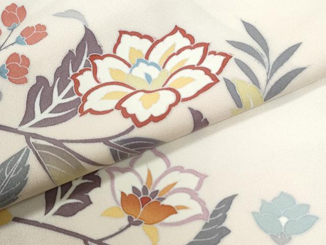 平和屋着物●訪問着　駒刺繍　更紗枝花文　暈し染め　金彩　仮絵羽　正絹　逸品　未使用　CABC7112yc