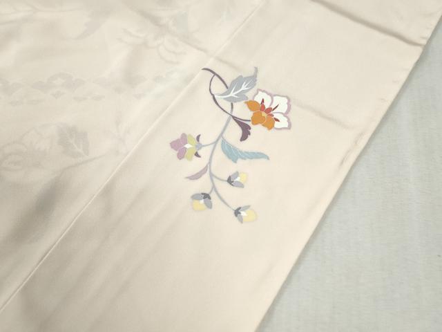 平和屋着物●訪問着　駒刺繍　更紗枝花文　暈し染め　金彩　仮絵羽　正絹　逸品　未使用　CABC7112yc