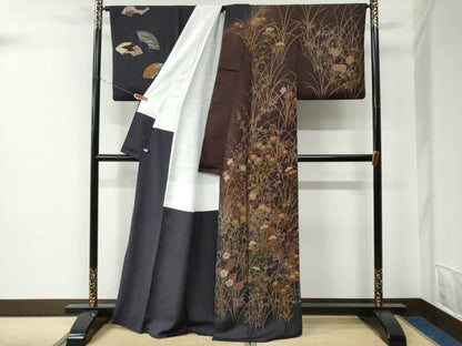 平和屋着物●史上初の女性友禅師 京都府伝統産業優秀技術者 京の名工 岡山武子 訪問着 地紙草花文 金彩 さが美扱い 正絹 逸品 CABC7117yc
