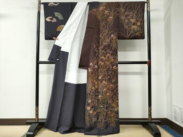 平和屋着物●史上初の女性友禅師 京都府伝統産業優秀技術者 京の名工 岡山武子 訪問着 地紙草花文 金彩 さが美扱い 正絹 逸品 CABC7117yc