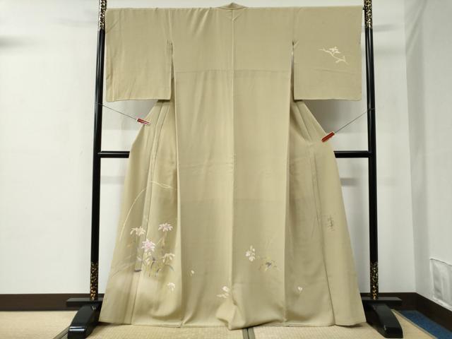 平和屋着物●京加賀友禅　百貫石峰　訪問着　枝花文　暈し染め　正絹　逸品　CABC7119yc