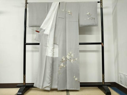 平和屋着物●京加賀友禅　百貫達雄　訪問着　枝花文　暈し染め　正絹　逸品　CABC7120yc