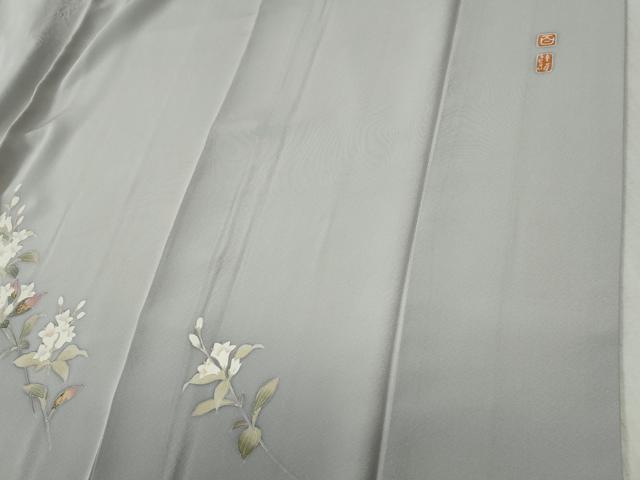 平和屋着物●京加賀友禅　百貫達雄　訪問着　枝花文　暈し染め　正絹　逸品　CABC7120yc
