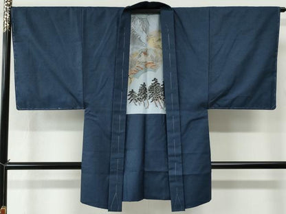 平和屋着物●男性　紬　アンサンブル　120亀甲　総詰め　証紙付き　正絹　逸品　CABC7123yc