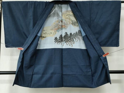 平和屋着物●男性　紬　アンサンブル　120亀甲　総詰め　証紙付き　正絹　逸品　CABC7123yc