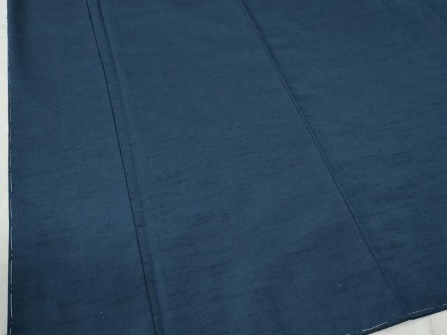 平和屋着物●男性　紬　アンサンブル　色無地　深縹色　羽裏：虎　キングサイズ　正絹　逸品　未使用　CABC7124yc