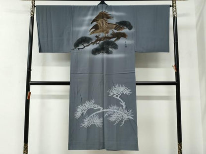 平和屋着物●男性　本場大島紬　アンサンブル・長襦袢セット　100亀甲　総詰め　羽裏・長襦袢：鷹　正絹　逸品　CABC7125yc