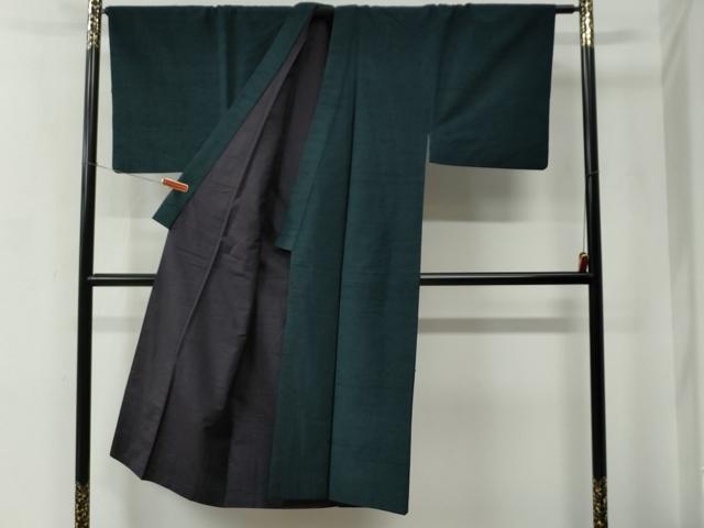 平和屋着物●男性　紬　アンサンブル・長襦袢セット　色無地　褐返色　正絹　逸品　CABC7127yc