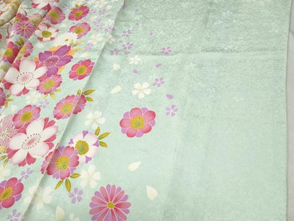 平和屋着物●豪華振袖　花蝶文　暈し染め　銀通し地　仮絵羽　逸品　未使用　CABC7128yc