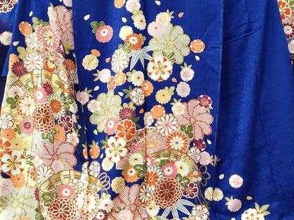 平和屋着物●豪華振袖　駒刺繍　檜扇花文　金彩　仮絵羽　逸品　未使用　CABC7129yc