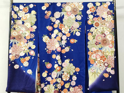 平和屋着物●豪華振袖　駒刺繍　檜扇花文　金彩　仮絵羽　逸品　未使用　CABC7129yc