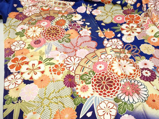 平和屋着物●豪華振袖　駒刺繍　檜扇花文　金彩　仮絵羽　逸品　未使用　CABC7129yc
