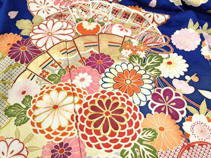 平和屋着物●豪華振袖　駒刺繍　檜扇花文　金彩　仮絵羽　逸品　未使用　CABC7129yc