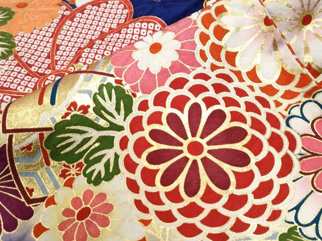 平和屋着物●豪華振袖　駒刺繍　檜扇花文　金彩　仮絵羽　逸品　未使用　CABC7129yc