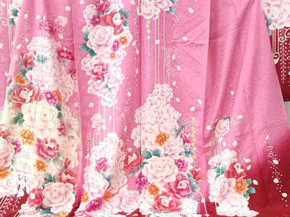 平和屋着物●豪華振袖　牡丹花文　ラメ糸　暈し染め　銀通し地　仮絵羽　逸品　未使用　CABC7130yc