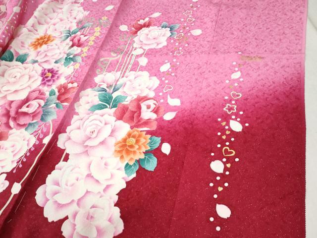 平和屋着物●豪華振袖　牡丹花文　ラメ糸　暈し染め　銀通し地　仮絵羽　逸品　未使用　CABC7130yc