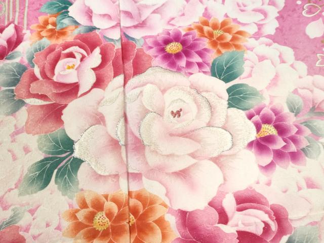 平和屋着物●豪華振袖　牡丹花文　ラメ糸　暈し染め　銀通し地　仮絵羽　逸品　未使用　CABC7130yc
