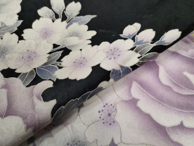 平和屋着物●豪華振袖　薔薇　暈し染め　黒地　金彩　仮絵羽　逸品　未使用　CABC7131yc