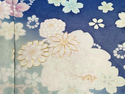 平和屋着物●豪華振袖　駒刺繍　網目舞花文　暈し染め　銀通し地　仮絵羽　逸品　未使用　CABC7132yc