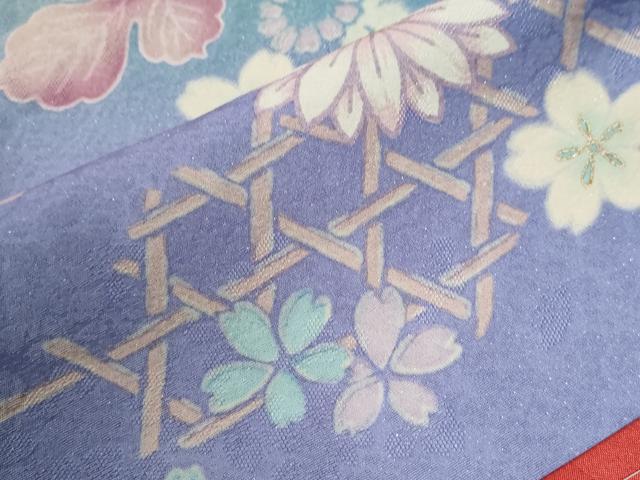 平和屋着物●豪華振袖　駒刺繍　網目舞花文　暈し染め　銀通し地　仮絵羽　逸品　未使用　CABC7132yc