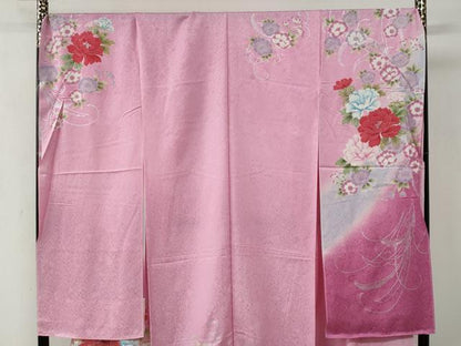 平和屋着物●豪華振袖　牡丹花文　暈し染め　金彩　仮絵羽　逸品　未使用　CABC7133yc